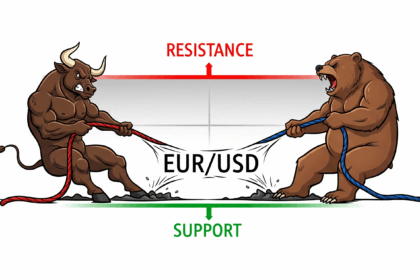 EUR/USD technical analysis chart showing consolidation between support at 1.1600 and resistance at 1.1700